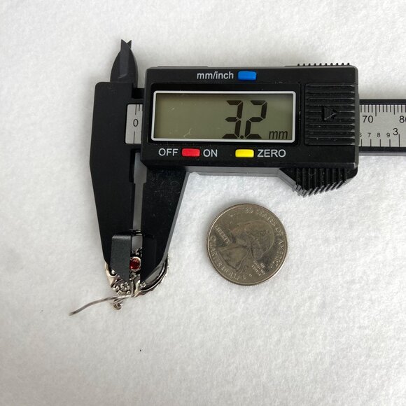 Sterling Silver 925 SX Thailand Garnet Scrollwork Dangle Drop Earrings - Picture 13 of 16